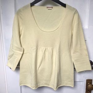 JCrew yellow scoop neck cashmere sweater S